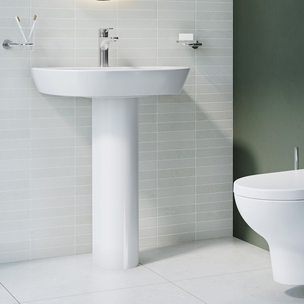 Product lifestyle image of VitrA Zentrum 650mm Basin with Pedestal 7275L0030001 6408ZENTRUM