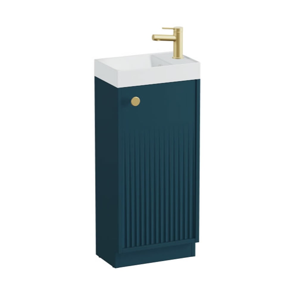 Vado Safari Fluted 400mm Atlantic Blue Floor Mounted Vanity Unit & Mineral Basin