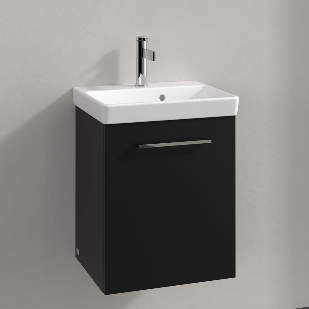 Lifestyle image of Villeroy & Boch Avento Volcano Black 450mm Wall-Hung Basin Vanity Unit