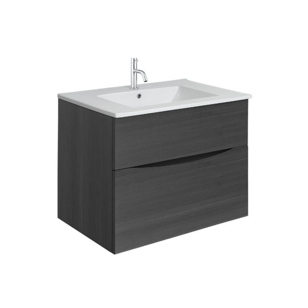 Product Cut out image of the Crosswater Glide II Steelwood 700mm Double Drawer Unit with Ceramic 1 Tap Hole Basin