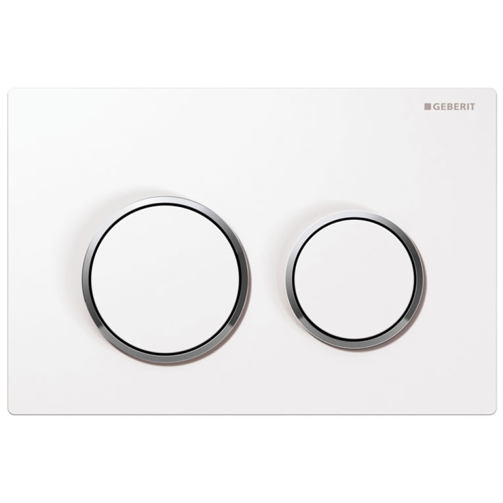 Cutout image of Geberit Omega20 Dual Flush Plate White / Gloss Chrome / White