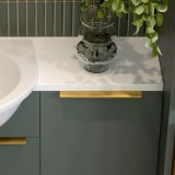 Lifestyle image of Apex Brushed Brass 200mm Over Handle fitted to top of a door