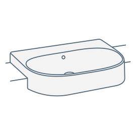 iconography image of an oval semi-recessed basin/bathroom sink