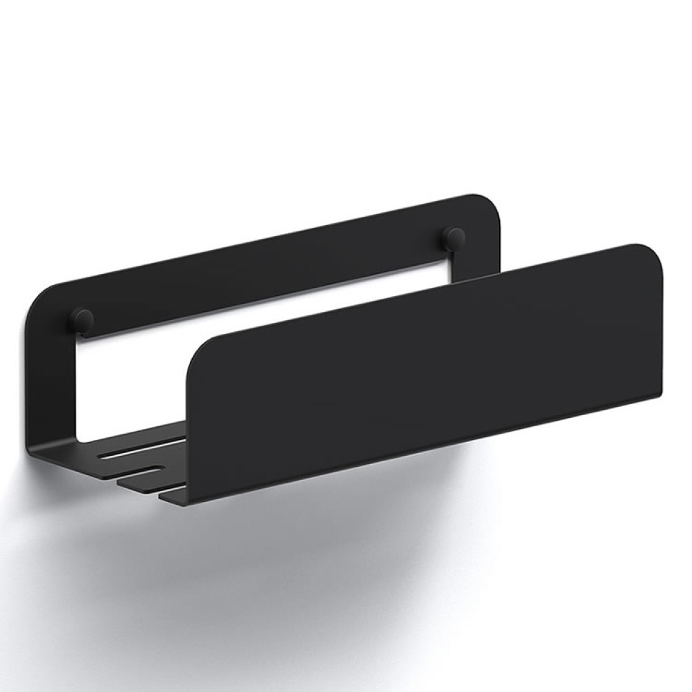 Lifestyle image of Origins Living Sonia Quick Deep Shower Shelf in Black empty with no bottles or items