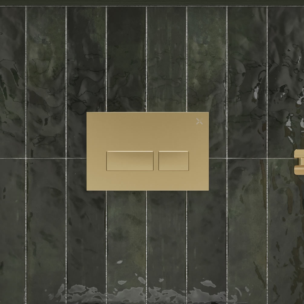 Crosswater MPRO Brushed Brass Dual Flush Plate - Lifestyle Image