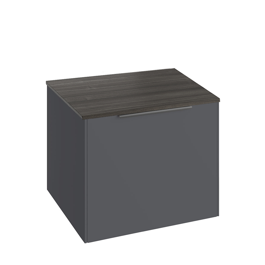 Abacus Concept Sit On Anthracite 600mm Vanity Unit - Dark Wood