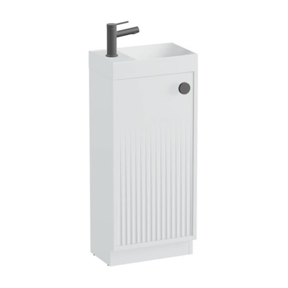 Vado Safari Fluted 400mm Arctic White Floor Mounted Cloakroom Vanity Unit & Arctic Basin