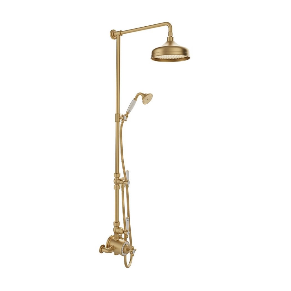 Booth & Co. Axbridge Brushed Brass Dual Outlet Exposed Shower Column