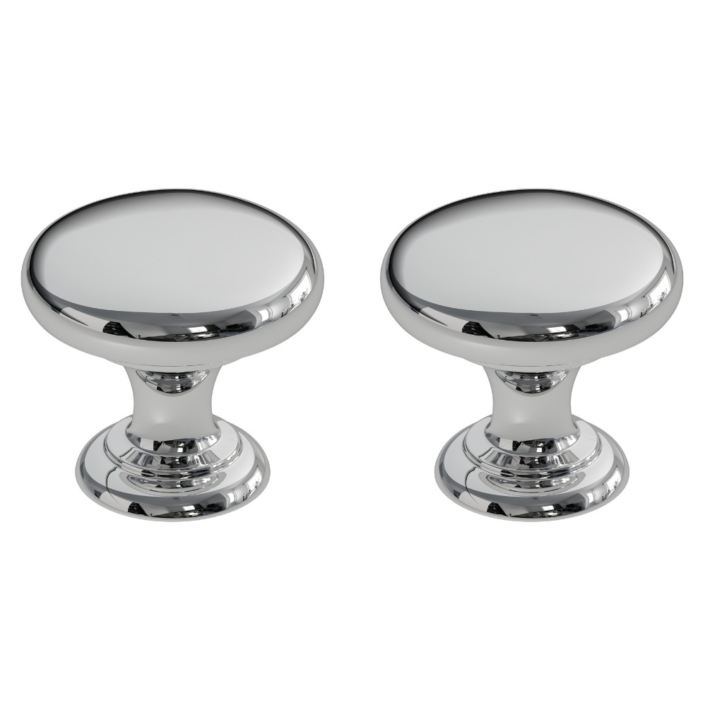 Apex Pair of Chrome Round 38mm Knob Handles Cut Out 1