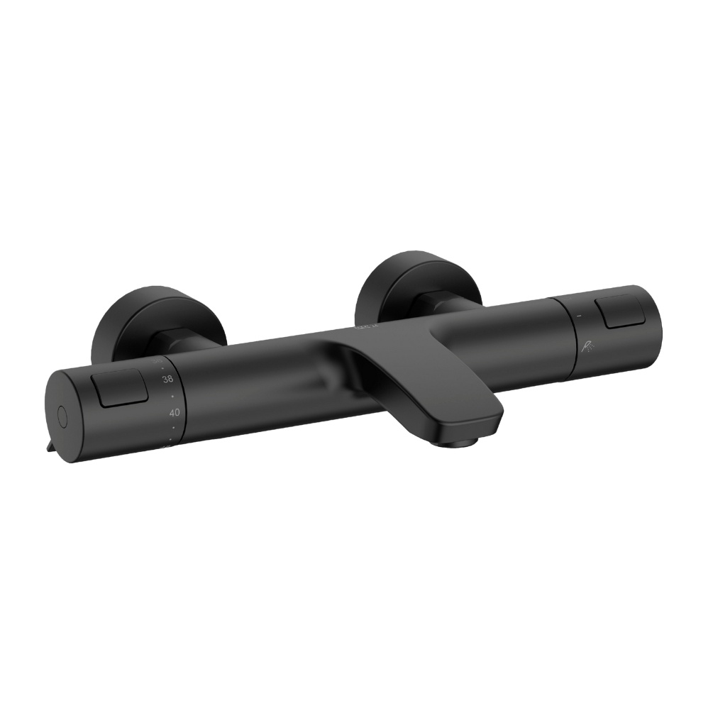 Cut out image of the Roca T-500 Matt Black Wall Mounted Thermostatic Bath Shower Mixer