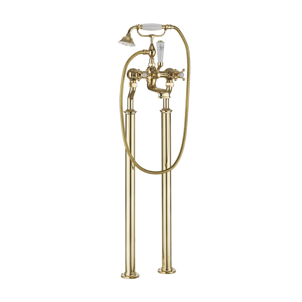 Photo of Crosswater Belgravia Unlacquered Brass Bath Shower Mixer with Bath Legs
