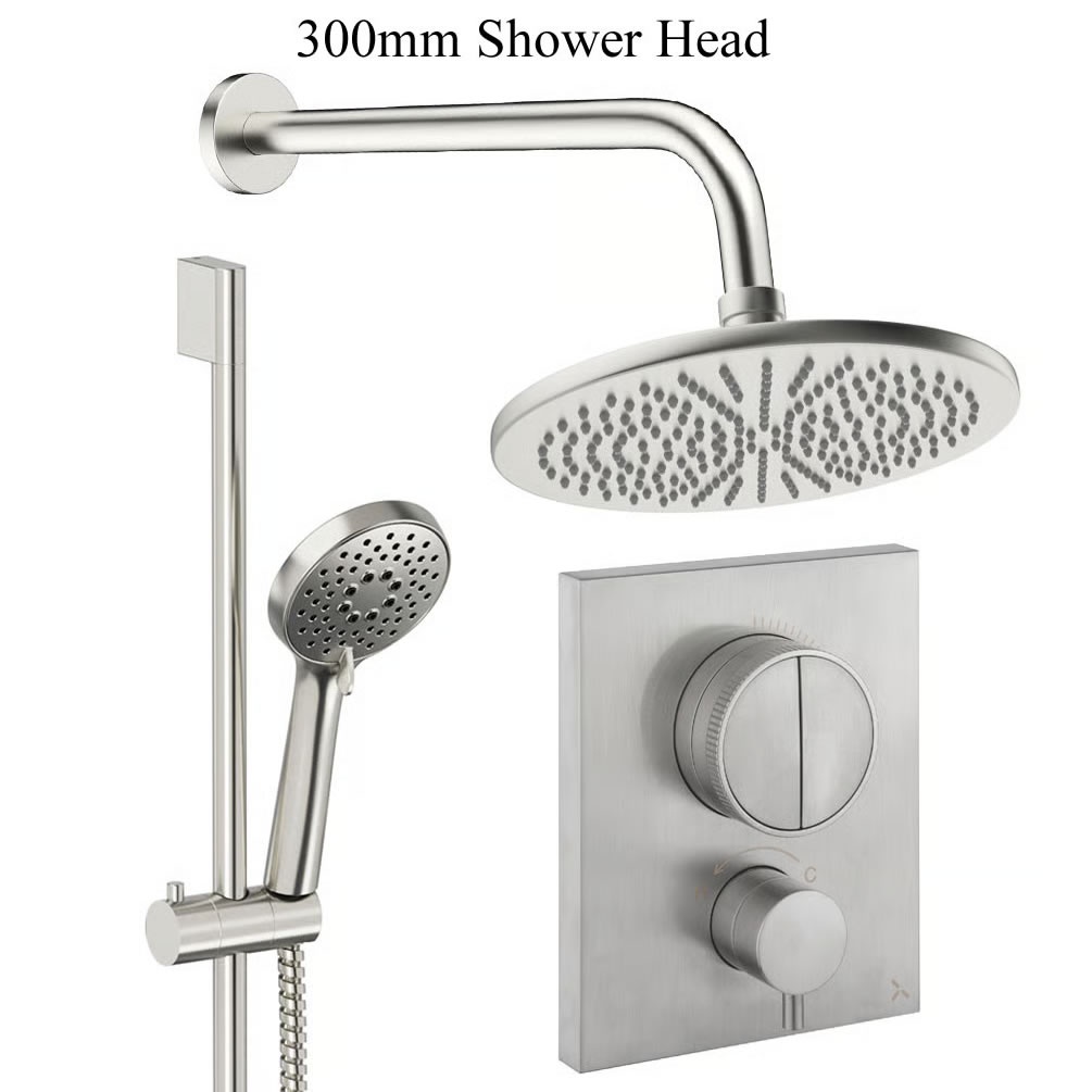 Cutout image of Crosswater Crossbox Push Brushed Nickel Dual Outlet Slide Rail Shower Set