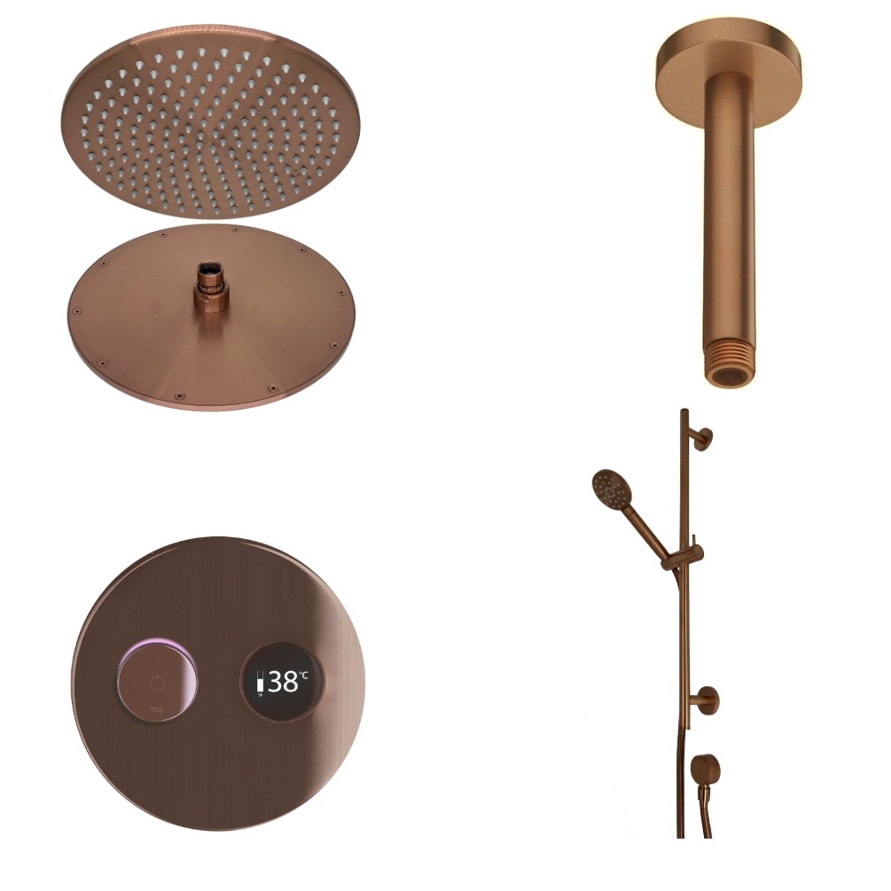 Ted Togo Brushed Bronze Round Valve Ceiling Arm Cut Out