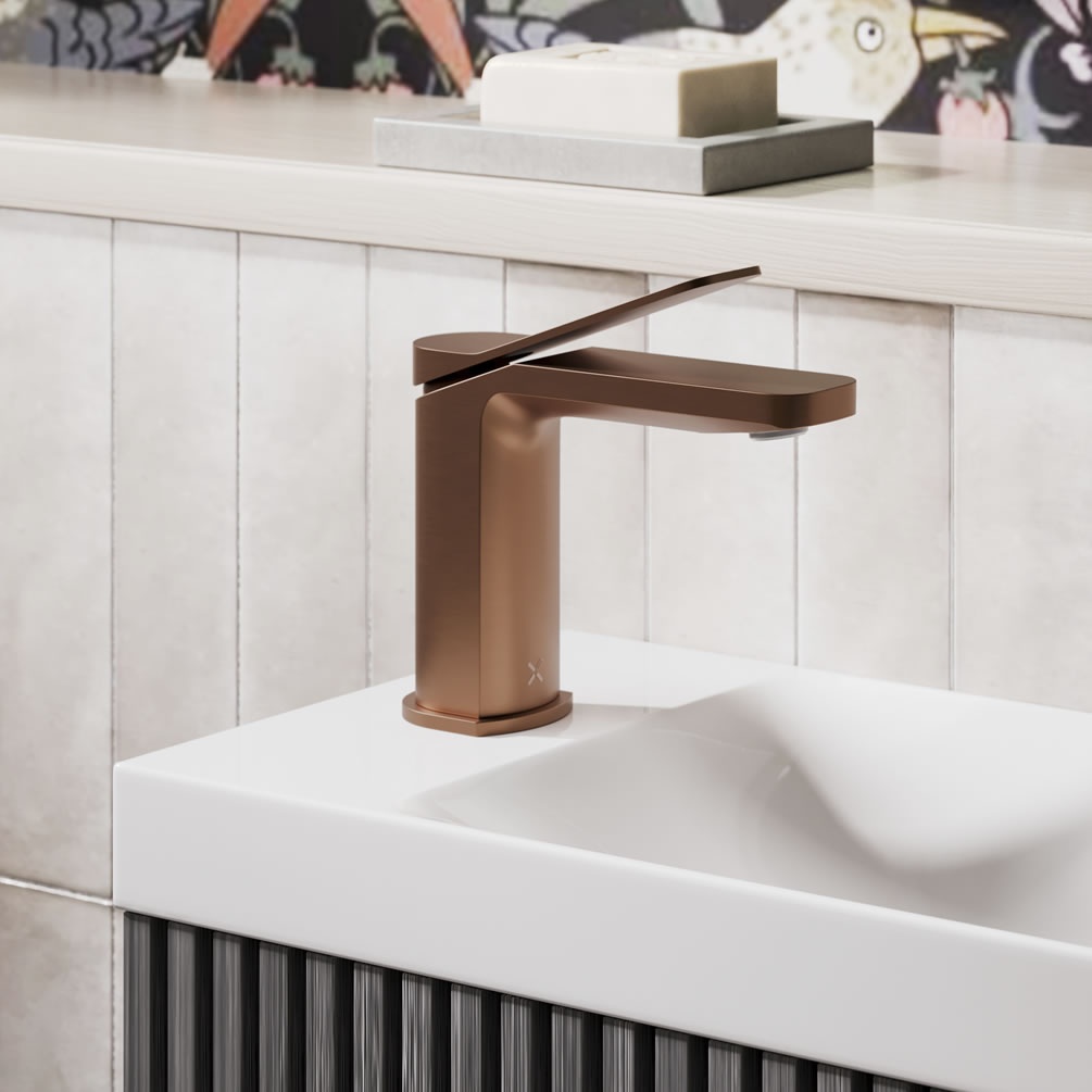 Crosswater Glide II Brushed Bronze Basin Monobloc Tap - Lifestyle Image