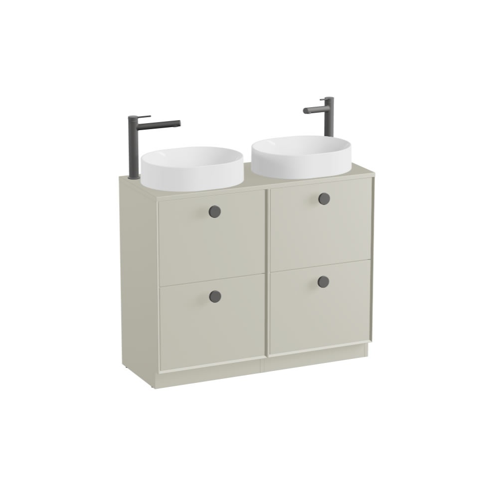 Vado Safari Smooth 1000mm Cashmere Floorstanding Vanity Unit & Worktop