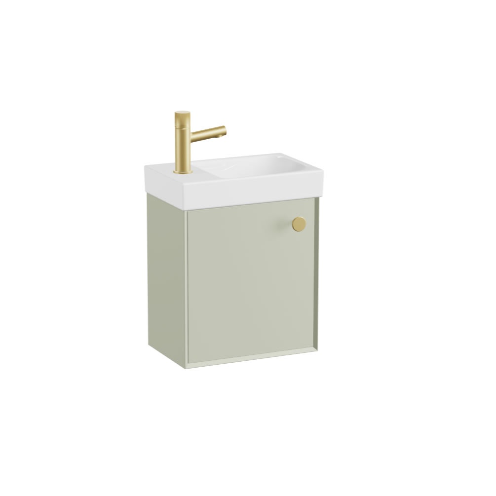 Vado Safari Smooth 400mm Sage Green Vanity Unit & Ceramic Basin - Right Pull