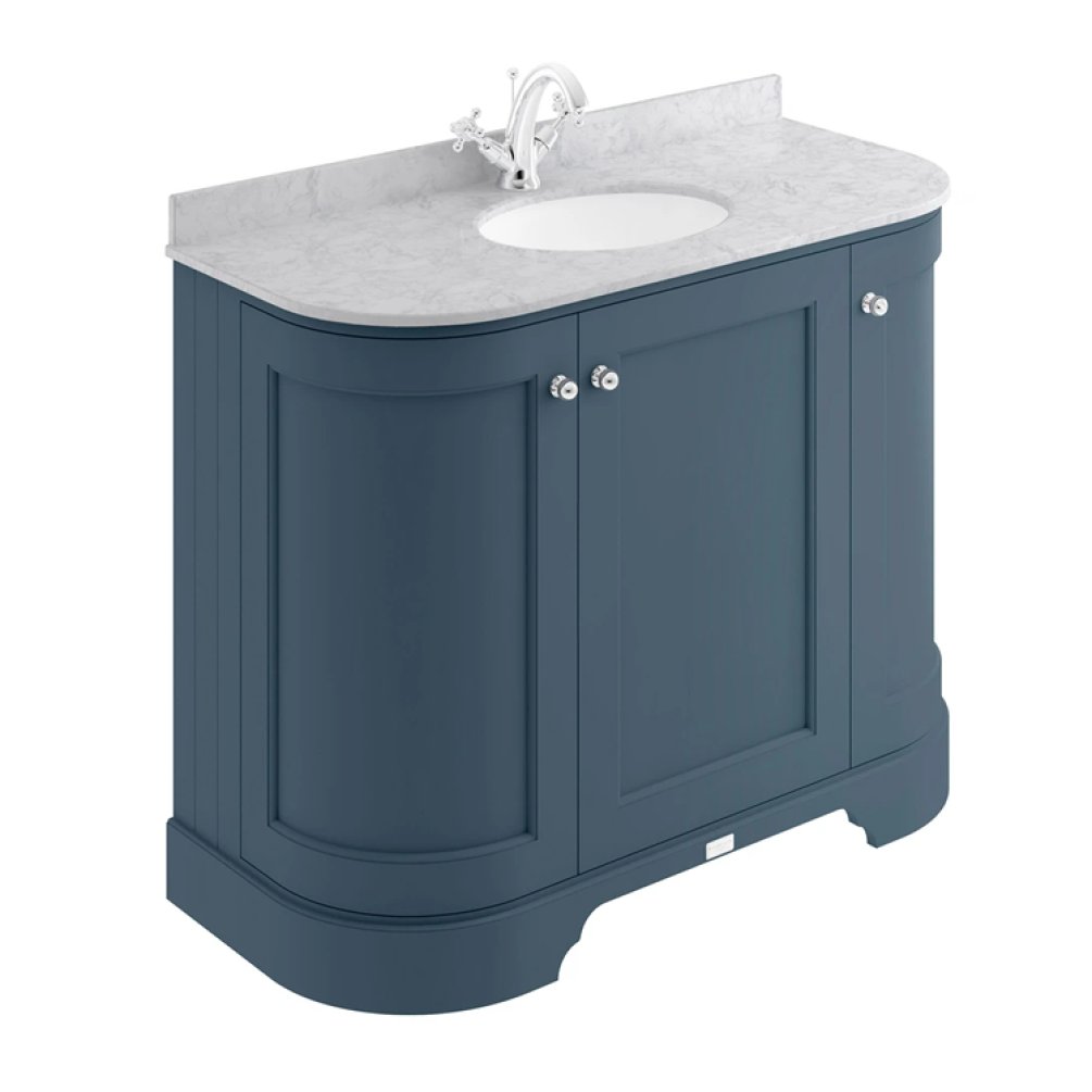 Photo of Bayswater Stiffkey Blue 1000mm 3 Door Curved Unit & Grey 1TH Worktop