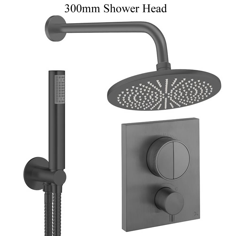 Cutout image of Crosswater Crossbox Push Slate Dual Outlet Rainfall Shower Set