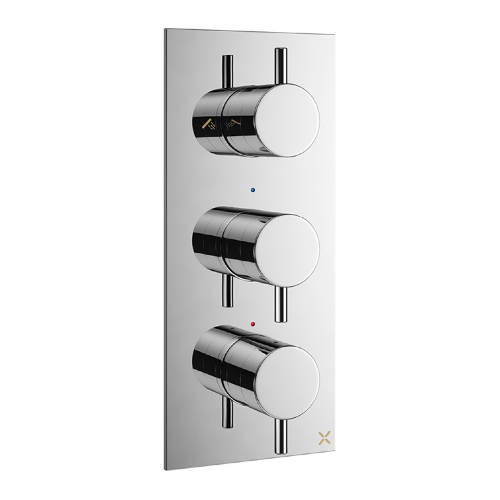 Photo of Crosswater MPRO Chrome Triple Outlet Bath Shower Valve Cutout
