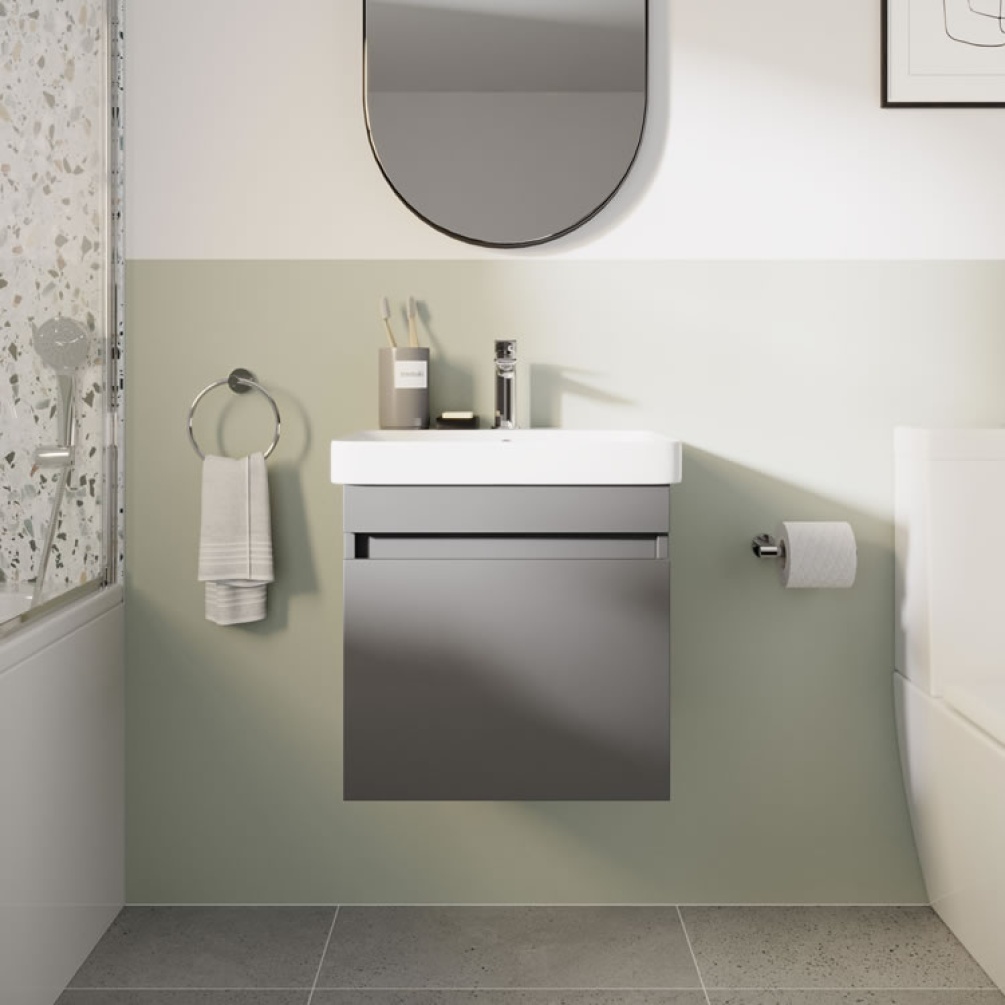 Image of Britton Bathrooms Dalston  Unit in Matt Grey with silver towel ring