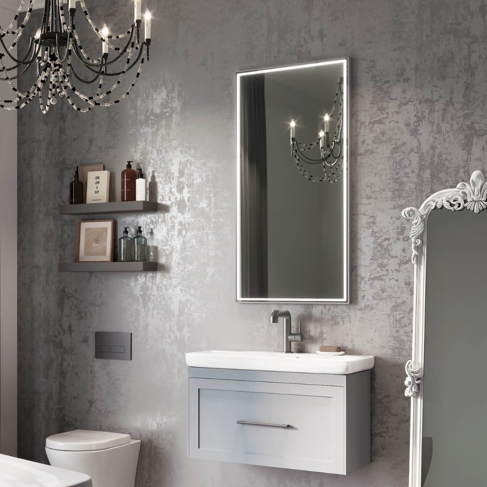 Product Cut out image of the Abacus Line Anthracite Framed 800mm x 500mm LED Mirror