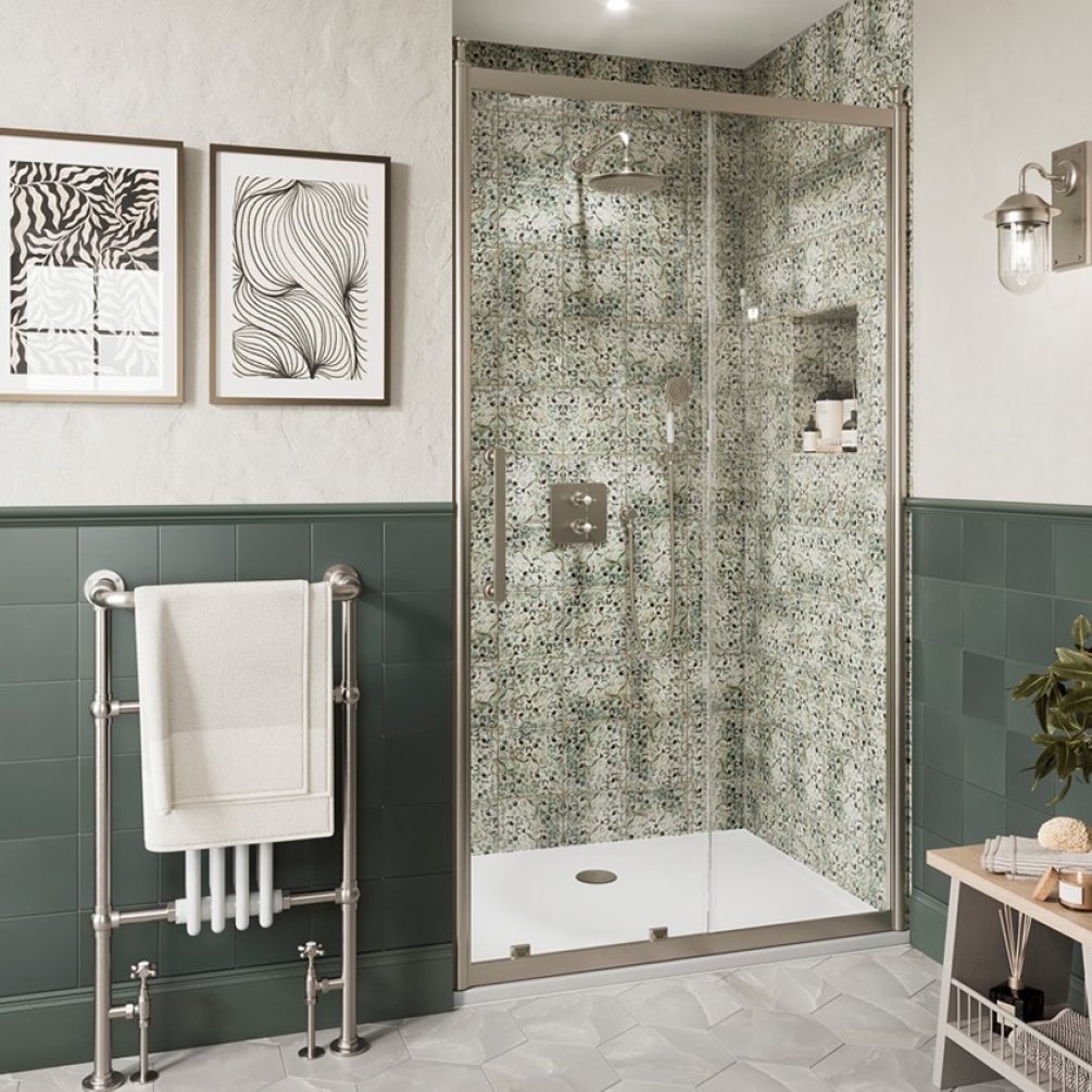 Burlington Classique 1909 1700mm Brushed Nickel Sliding Shower Door