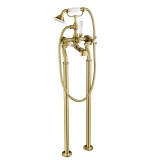 JTP Grosvenor Cross Floorstanding Polished Gold Bath Shower Mixer With Kit Cut Out