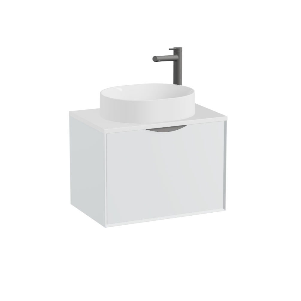 Vado Safari Smooth 600mm Arctic White Wall Hung Vanity Unit & Gloss White Worktop