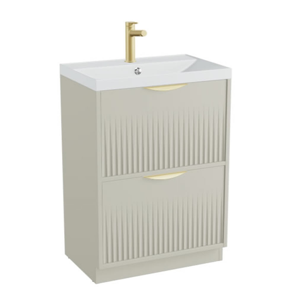 Vado Safari Fluted 600mm Cashmere Floorstanding Vanity Unit & Mineral Basin