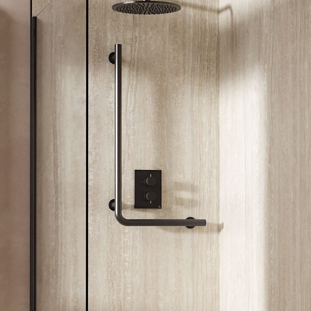 Lifestyle image of Crosswater Slate Right-Angle Grab Bar