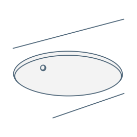 iconography image of a circular or round undermount inset basin/bathroom sink