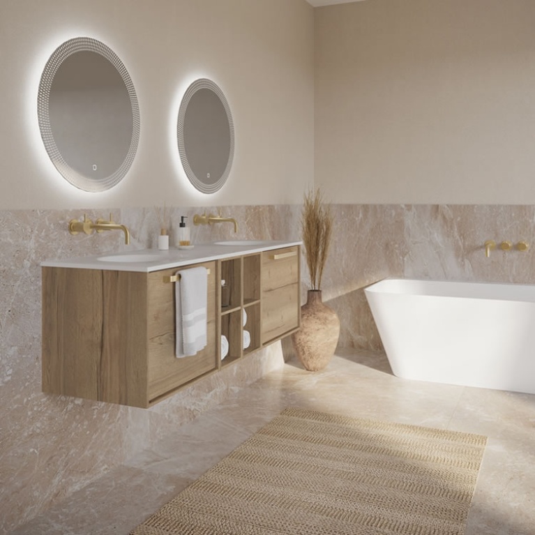 Crosswater Infinity 1400mm Windsor Oak Wall Vanity Unit & Basin