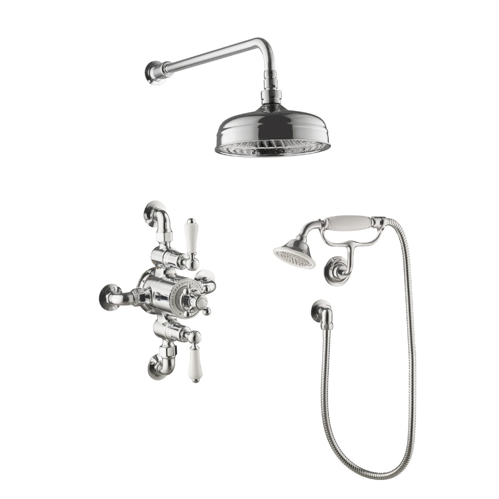 JTP Grosvenor Cross Chrome Exposed Valve Rainfall Shower & Handset Cut Out