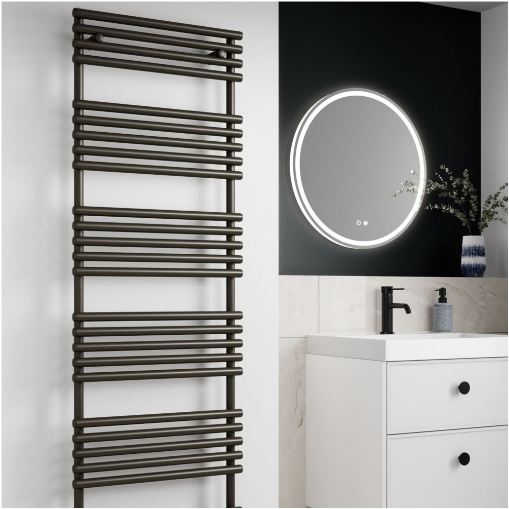 Lifestyle image of Velaro TT Lux Bronze Painted 1635 x 496mm Towel Radiator