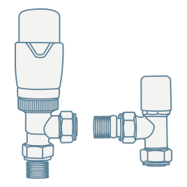 iconography image of a pair of angled radiator valves