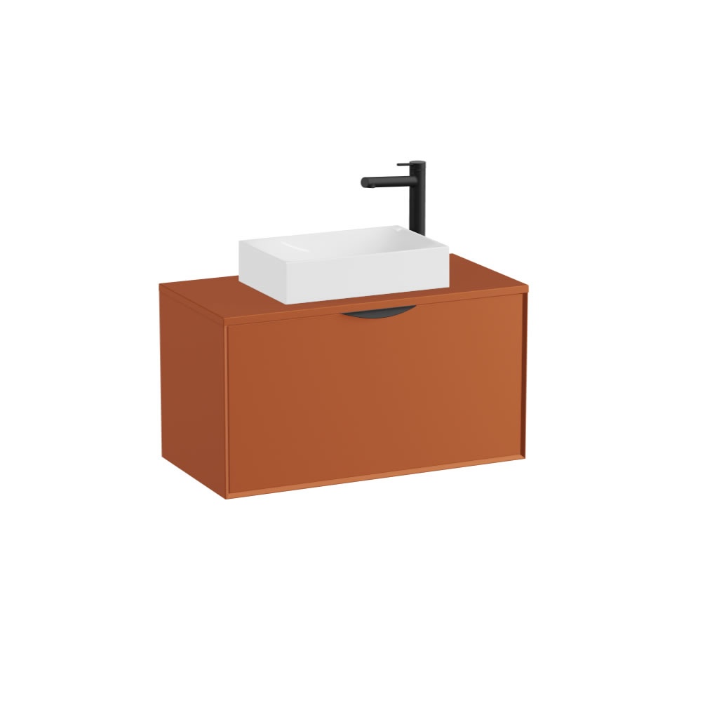 Vado Safari Smooth 800mm Terracotta Wall Hung Vanity Unit & Worktop