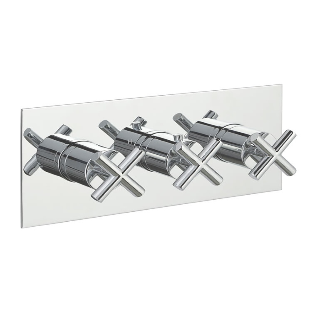 JTP Solex Chrome Triple Outlet Thermostatic Landscape Shower Valve