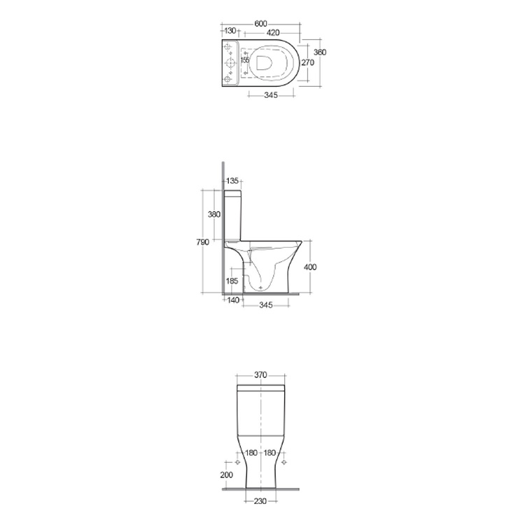 RAK Resort Rimless Compact Open Back Close Coupled WC & Seat