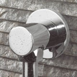 Close up product lifestyle image of the Crosswater Designer Golf Wall Outlet