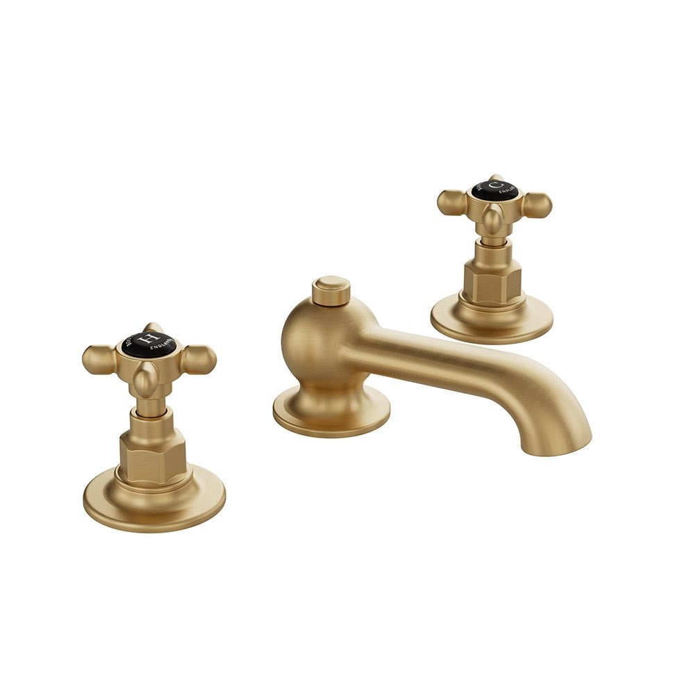 Booth & Co. Axbridge Black Cross Brushed Brass 3 Tap Hole Basin Mixer