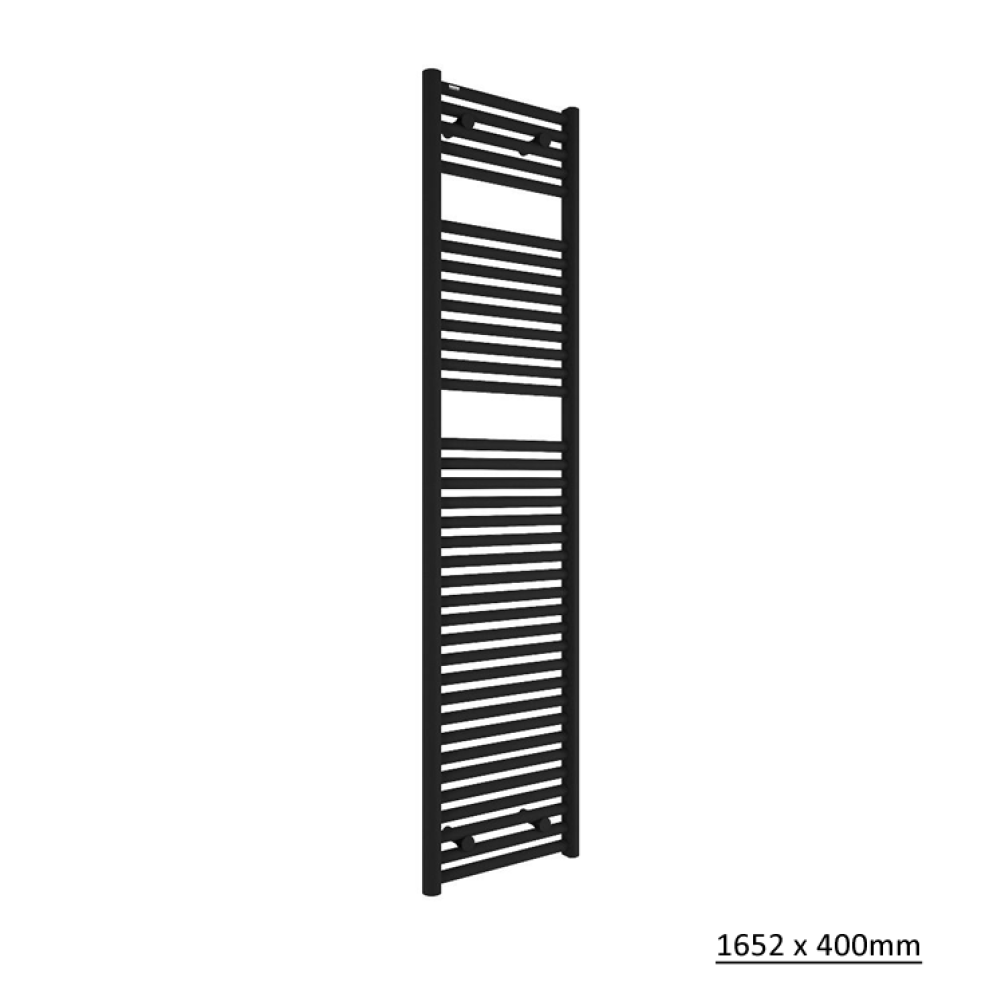 Photo of Tissino Hugo2 Matt Black Heated Towel Rail 1652 x 400 Cutout
