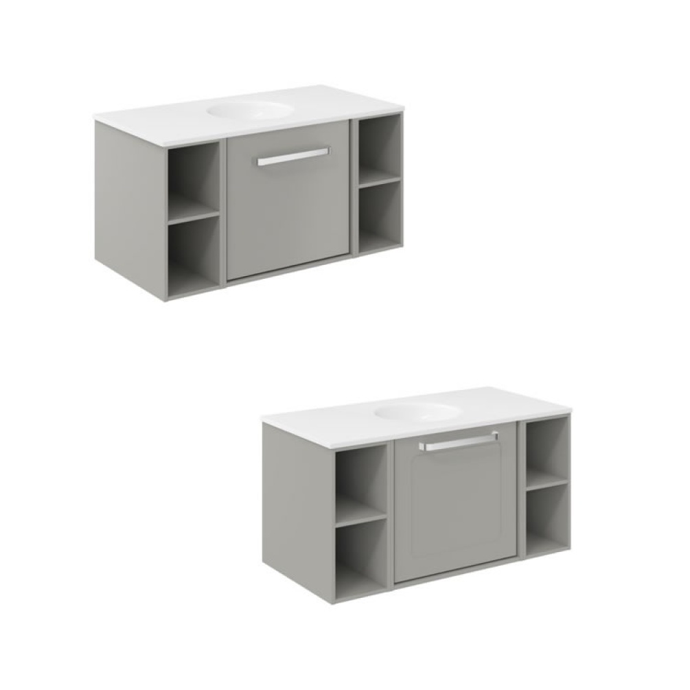Cutout image of Crosswater Infinity 900mm Storm Grey Wall-Hung Vanity Unit & Basin