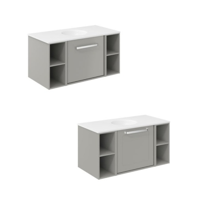 Cutout image of Crosswater Infinity 900mm Storm Grey Wall-Hung Vanity Unit & Basin