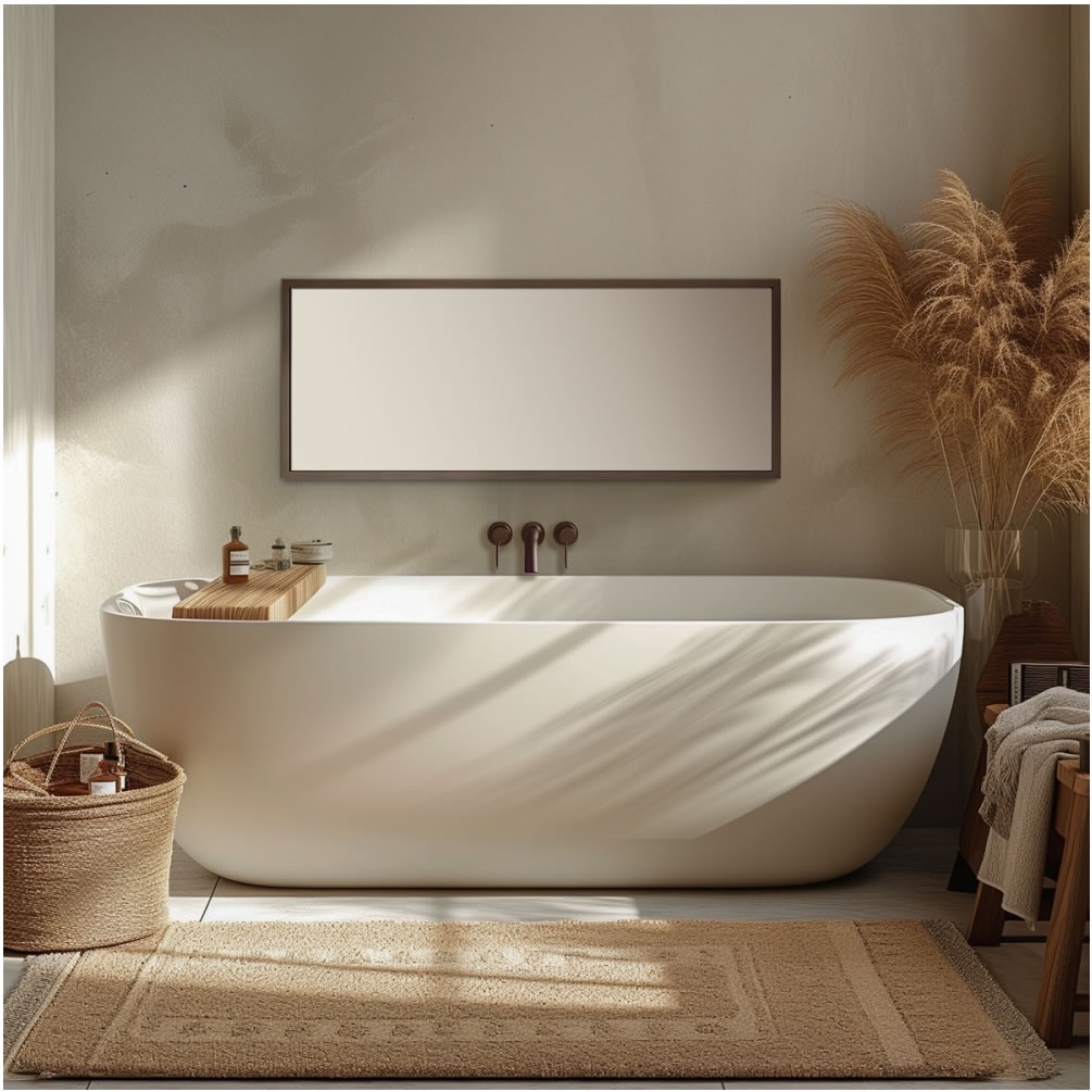 Lifestyle image of Origins Living Docklands Brushed Bronze 400 x 1000mm Rectangular Mirror