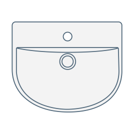 iconography image of a one/single tap hole bathroom sink or basin from above