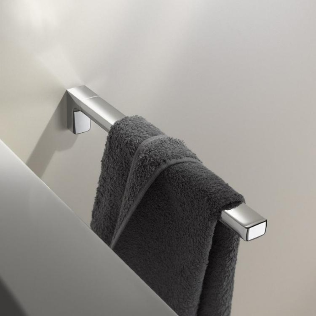 Product Lifestyle image of Keuco Edition 11 Chrome Single Arm Towel Rail 11120 010000/11122 010000