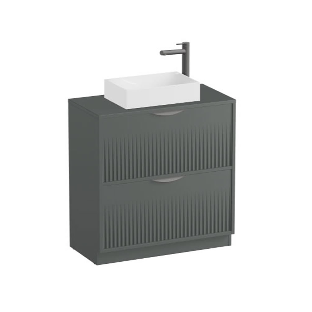 Vado Safari Fluted 800mm Charcoal Grey Floorstanding Vanity Unit & Worktop