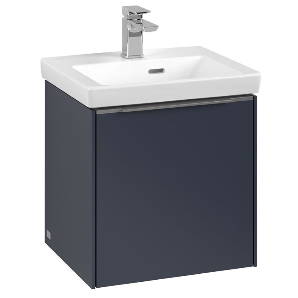 Cutout image of Villeroy & Boch Subway 3.0 423mm Marine Blue Wall-Hung Vanity Unit & Basin Glossy Aluminium Handle