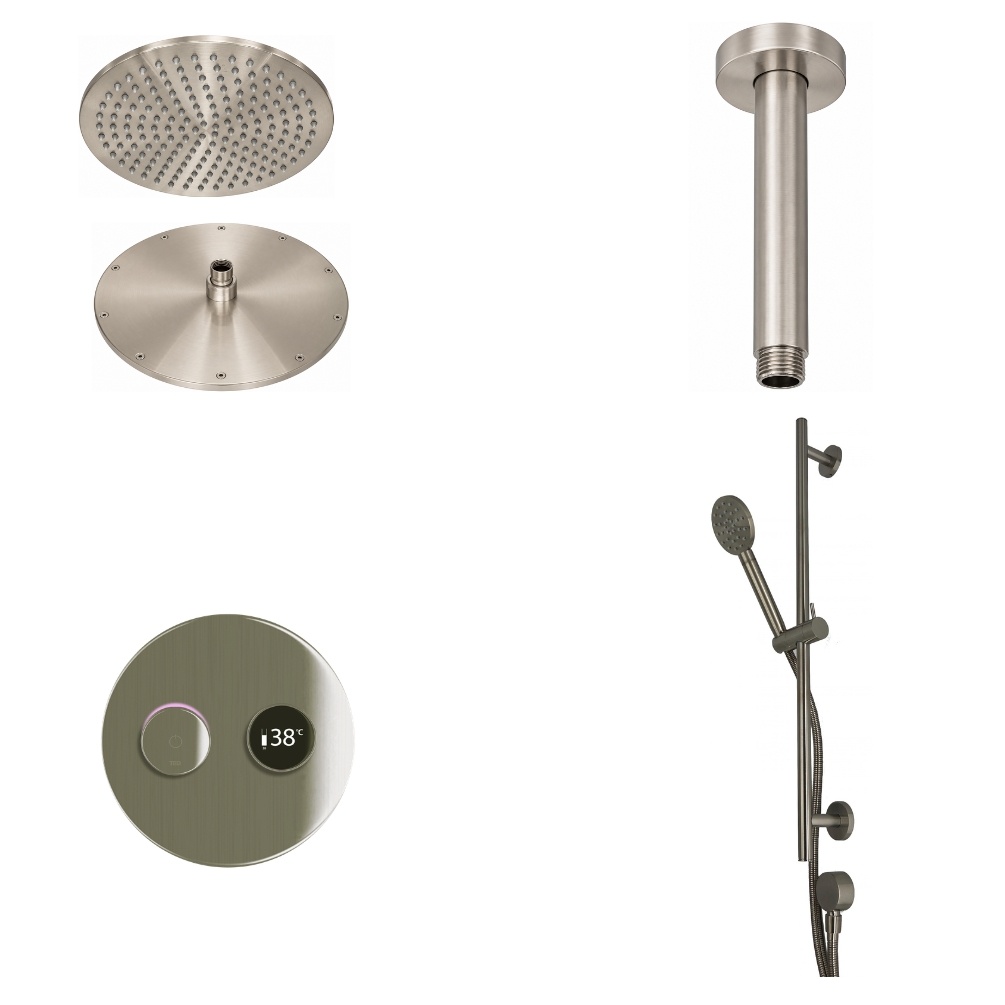 Ted Togo Brushd Nickel Round Valve Ceiling Arm Cut Out