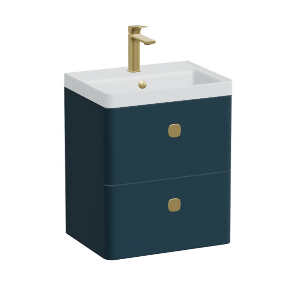 Vado Cameo 500mm Atlantic Blue Wall Hung 2 Drawer Vanity Unit & Arctic White Basin